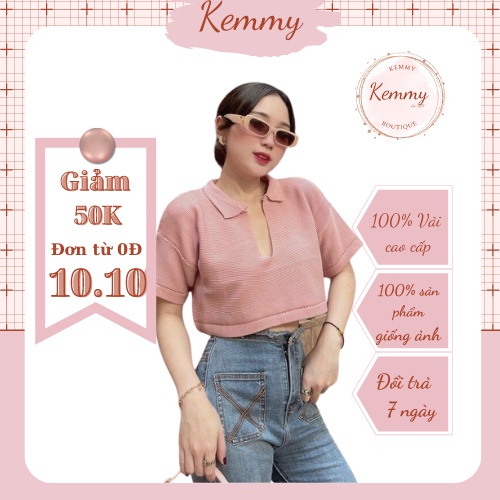 Áo Croptop Nữ Cổ Khoét chữ T Form Rộng Siêu Nữ Tính Kemmy Boutique 058