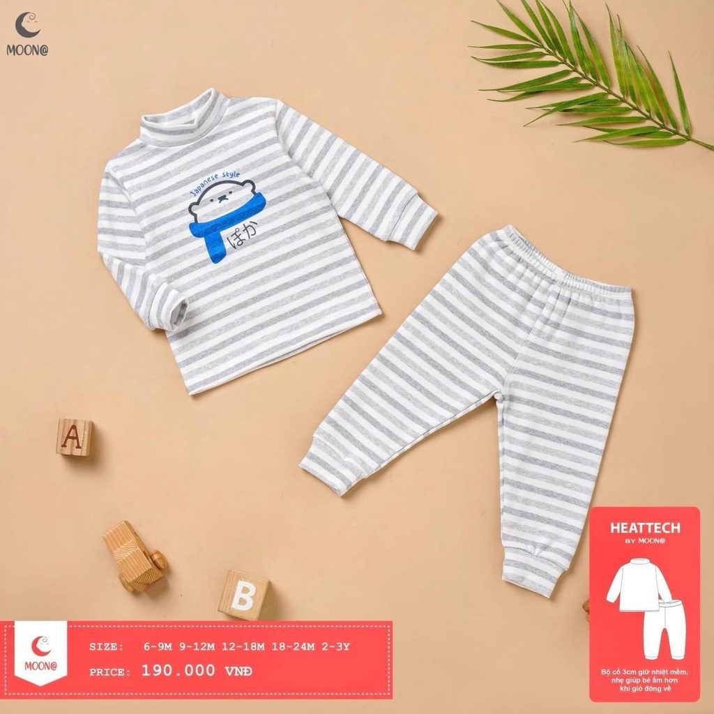 MOON bộ nỉ nhung Moon cài vai chất liệu ấm áp 6m-3y