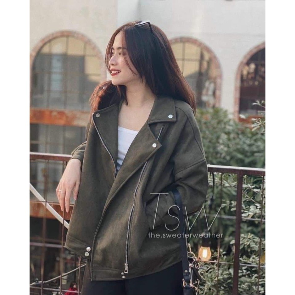 Áo khoác biker da lộn