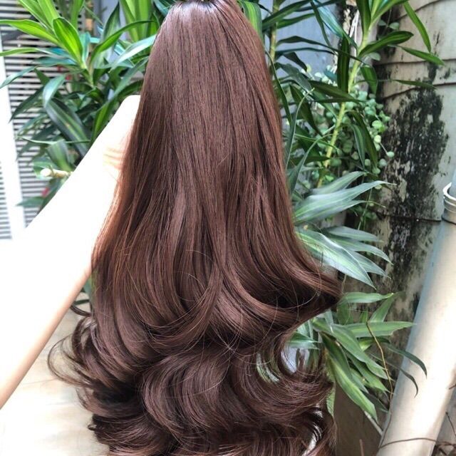 Tóc giả nữ đẹp ngoặm xoăn ngắn 35cm, sợi tơ mềm mượt, n52-35cm