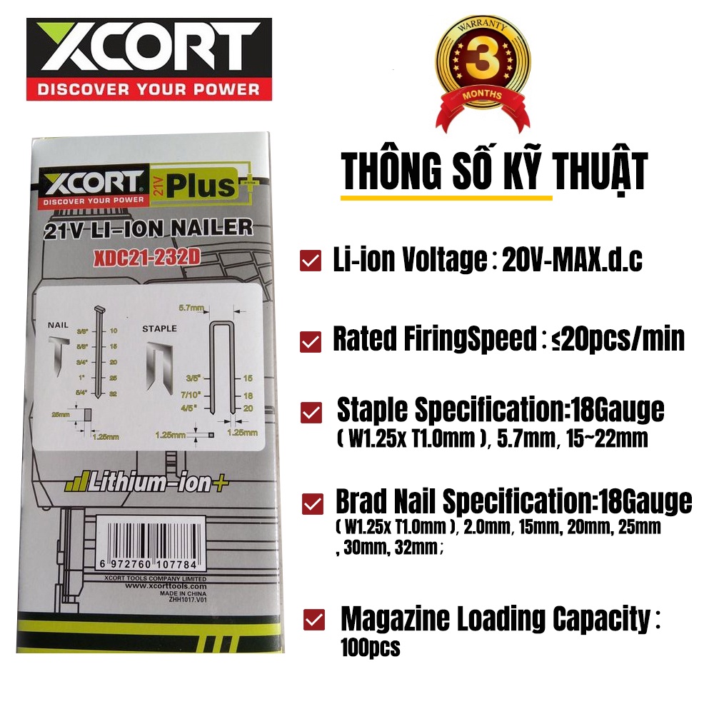 Máy Bắn Đinh Pin-Bắn Đinh Gỗ Pin U và T XCORT  Tặng Kèm Đinh mẫu