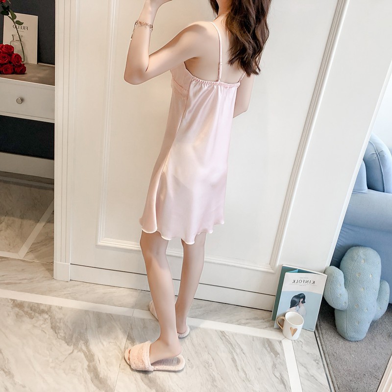 Váy ngủ hai dây lụa satin sexy cao cấp Áo choàng gợi cảm quyến rũ | BigBuy360 - bigbuy360.vn