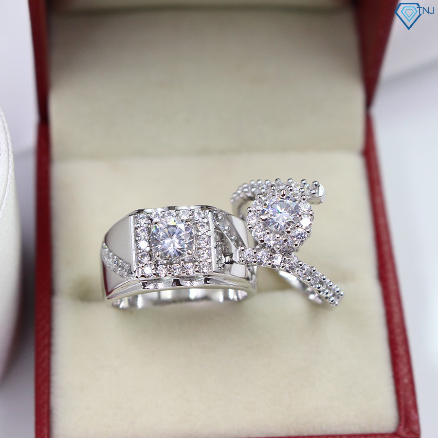 Nhẫn đôi bạc 925 nam nữ đính đá cao cấp ND0243 Trang Sức TNJ