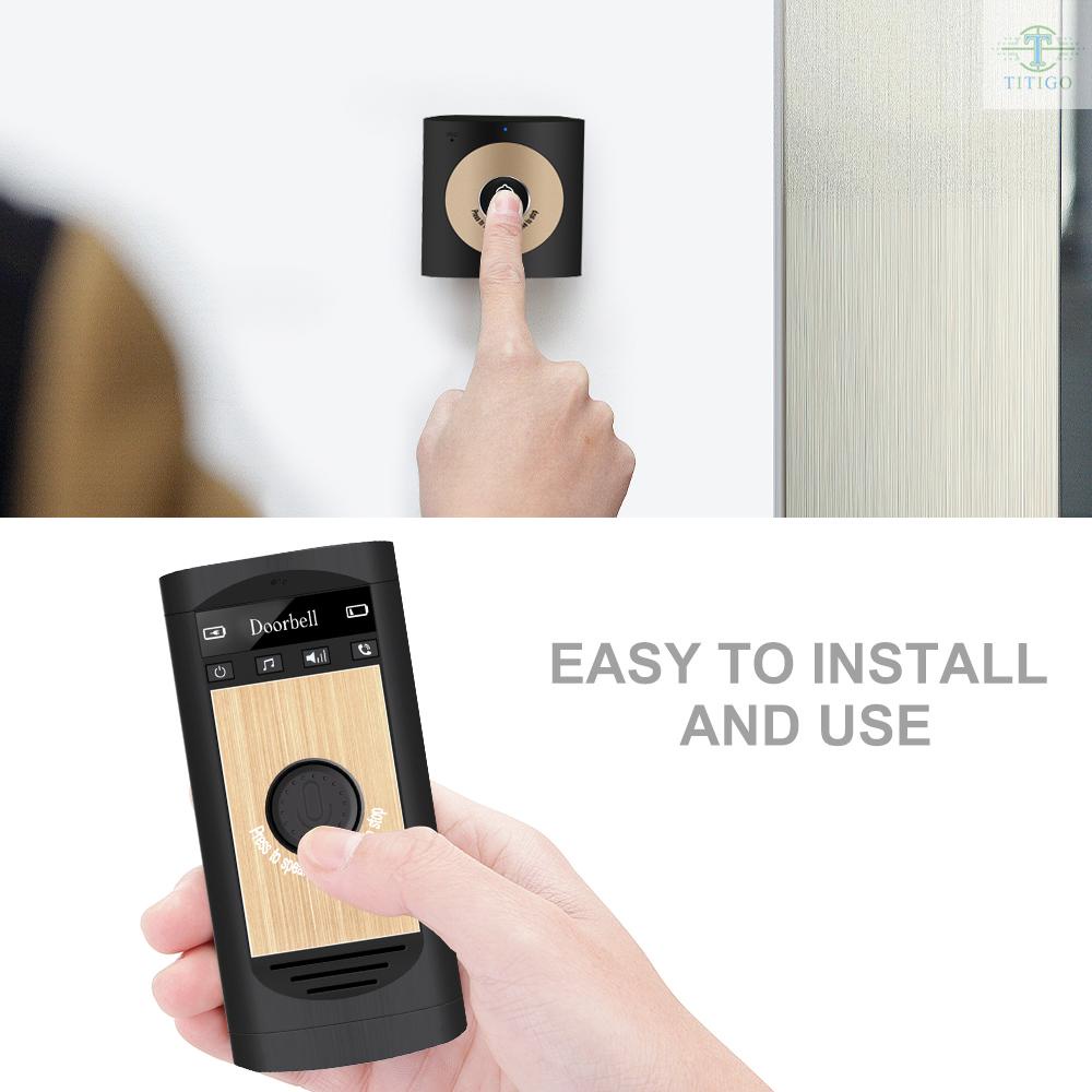 Wireless Voice Intercom Doorbell 2-way Talk Monitor with 1*Outdoor Unit Button 1* Indoor Unit Receiver Smart Home Security Door Bell