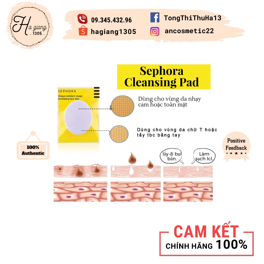 Mút rửa mặt SEPHORA Precision Pore Cleansing Pad, Miếng mút rửa mặt sephora