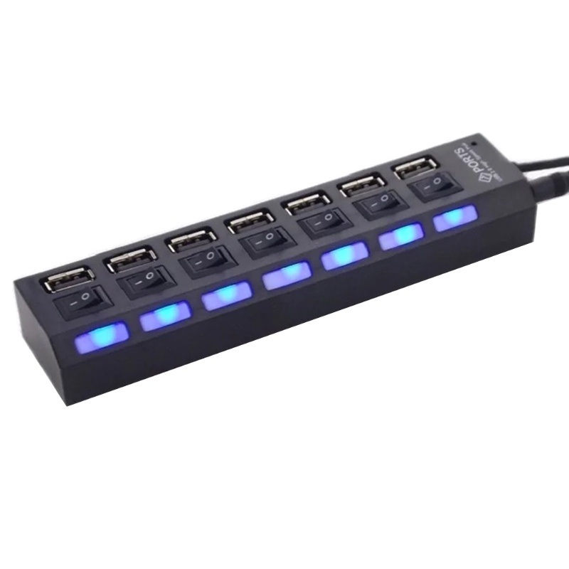 Bộ Chia 7 Cổng USB 2 0 Hub Có Công Tắc Đèn LED