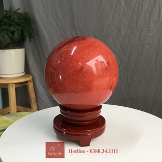 Quả Cầu Phong Thủy Thủy Tinh Núi Lửa Đỏ Kích Thước 13,2cm