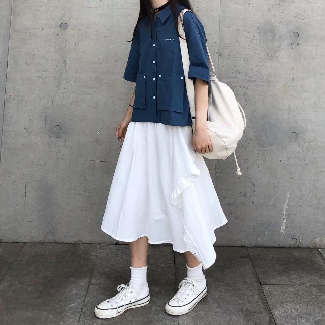 Áo Sơ Mi Ngắn Tay Màu Trơn Thời Trang Nữ Tính