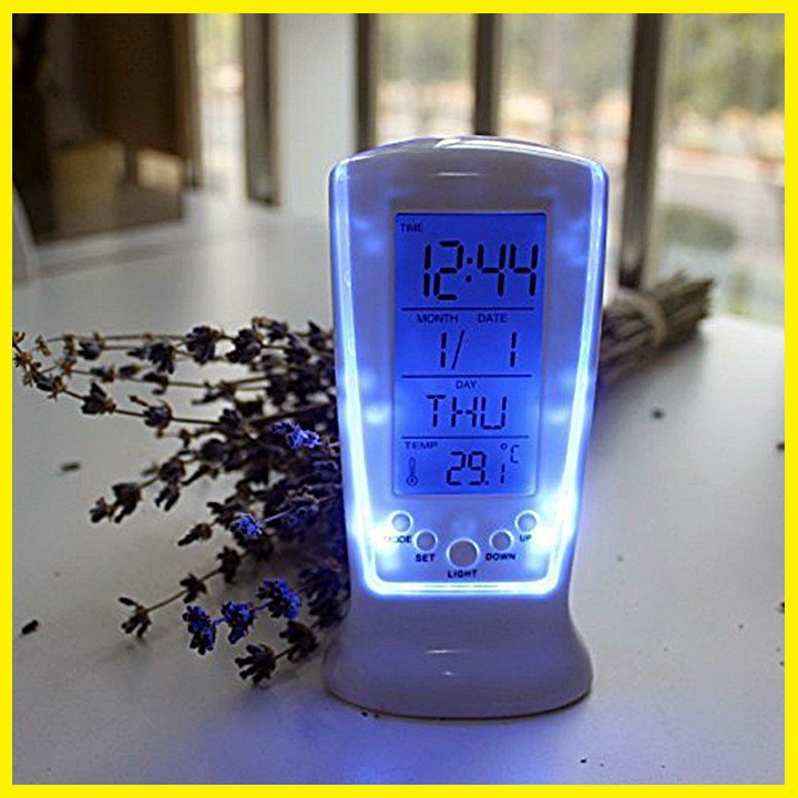 (GIÁ XẢ KHO)  Đồng hồ để bàn cảm biến nhiệt độ đèn LED Square Clock510 HÀNG CAO CẤP