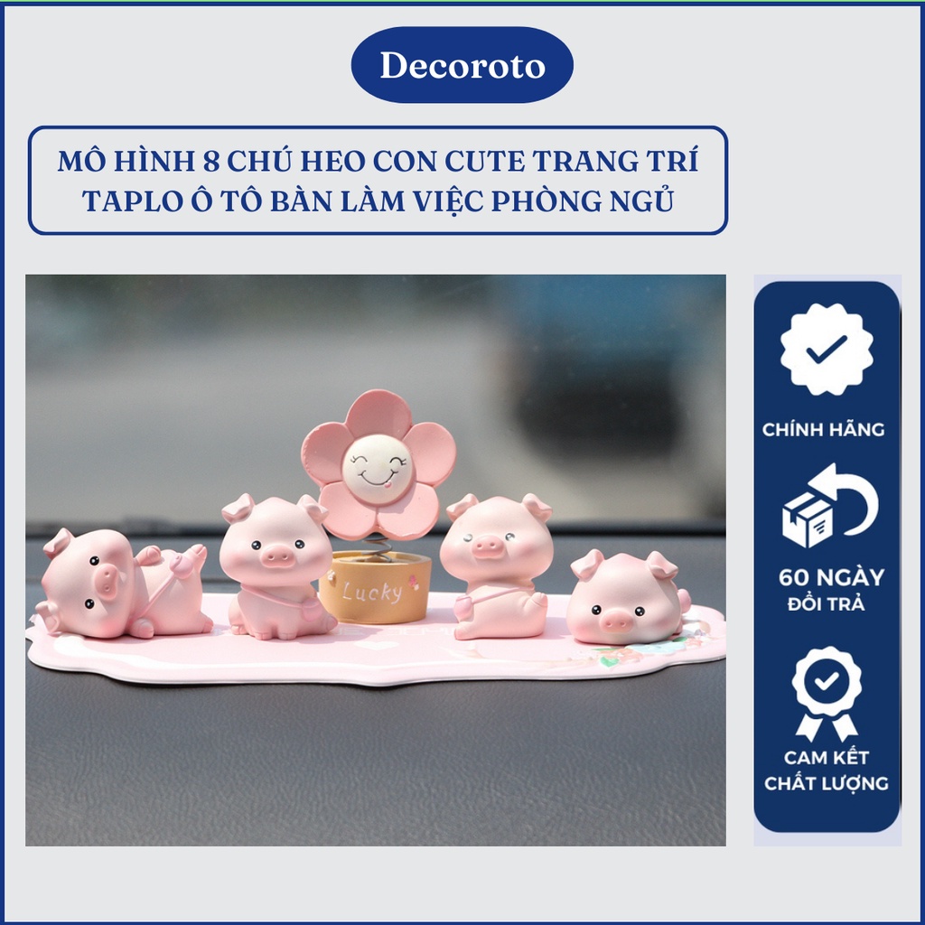 Set 8 Chú Heo Trang Trí Ô Tô Bàn Làm Việc Phòng Khách Phòng Ngủ Cực Xinh - Phụ Kiện Xe Hơi Decoroto Cao Cấp Giá Rẻ