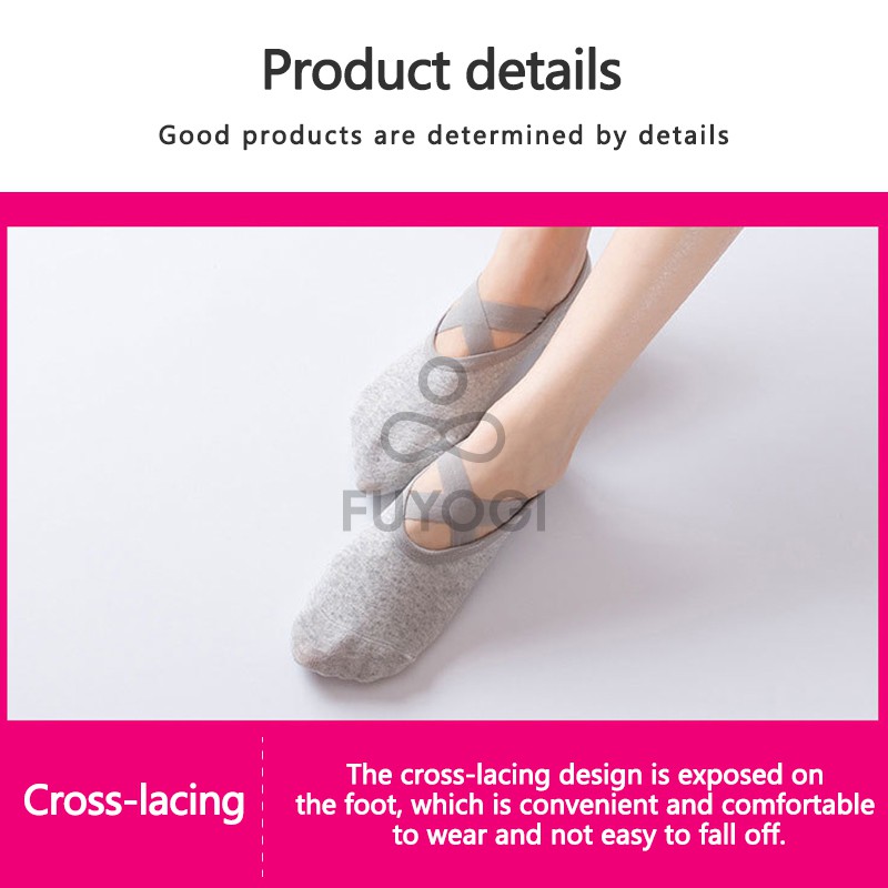 FUYOGI Yoga Socks Women Non-Slip Crossover Ballet Dance Anti-slip Breathable Wrap-around Backless Floor Socks