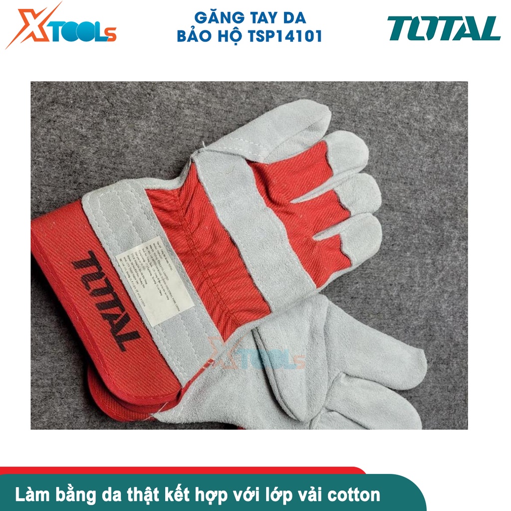 Găng tay da bảo hộ TOTAL TSP14101, găng tay bảo hộ kích thước 10.5inch, chất liệu da kết hợp vải [CHÍNH HÃNG][XTOOLS]