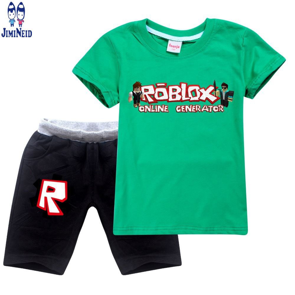 【JD】summer ROBLOX Local Seller Ready Stock Set Kids Short-sleeved cotton T-shirt + shorts 2-piece set