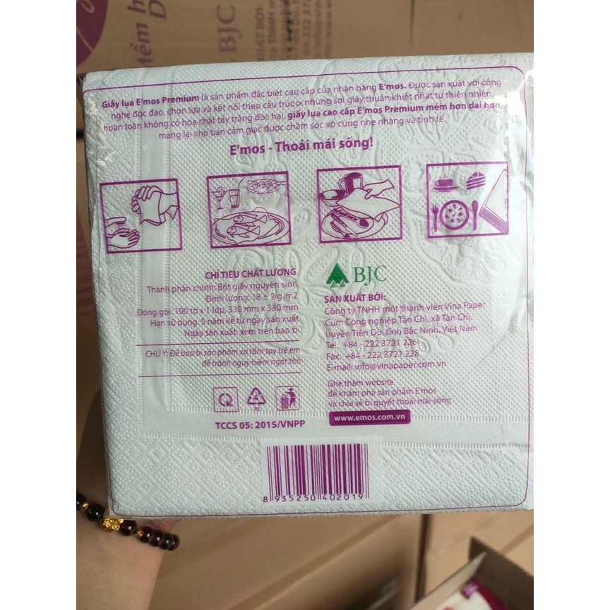 GIẤY VUÔNG PULPPY | Giấy 🧻 ăn pulppy .Giấy Vuông Emos (Giấy Ăn) 330mm x 330mm 100 tờ