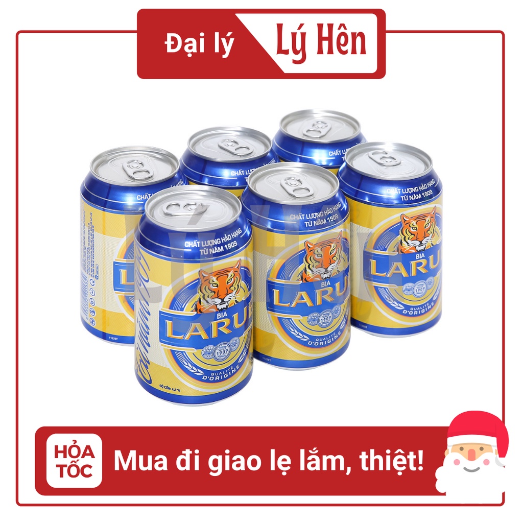 Lốc 6 Lon Bia Larue Gold - Larue Vàng 330ml/Lon Date Luôn Mới