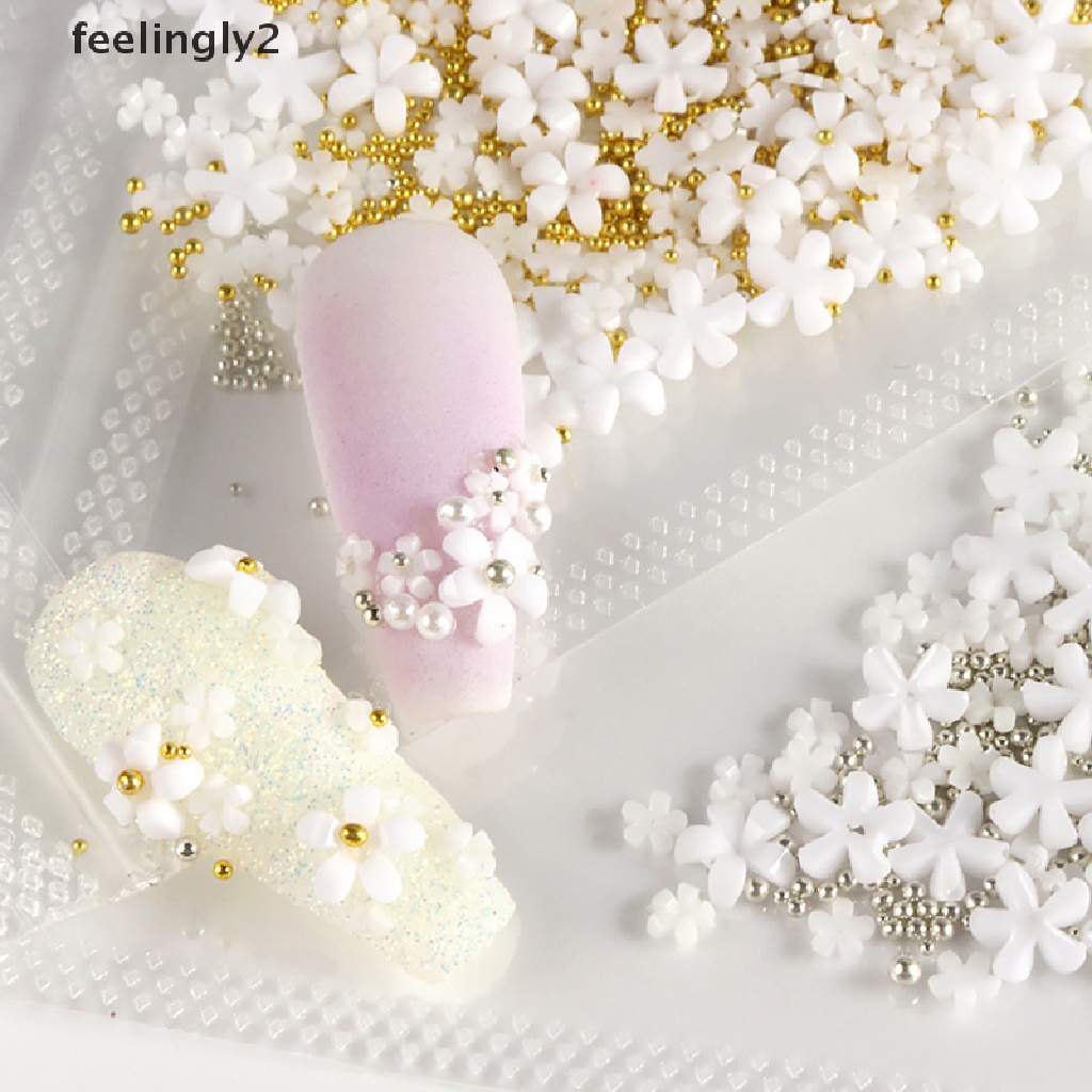 Hạt cườm acrylic hình bông hoa đính trang trí móng tay