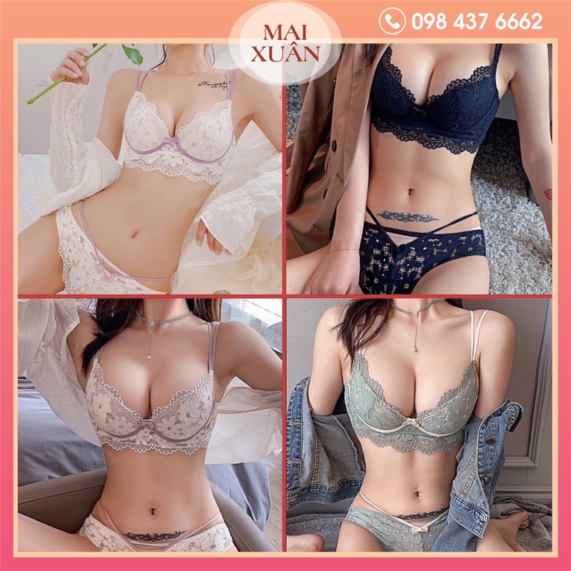 Bộ Lót Ren Mềm Mại Siêu Ôm Có Đệm Rời Hàng Cao Cấp-Kho Sỉ Mai Xuân