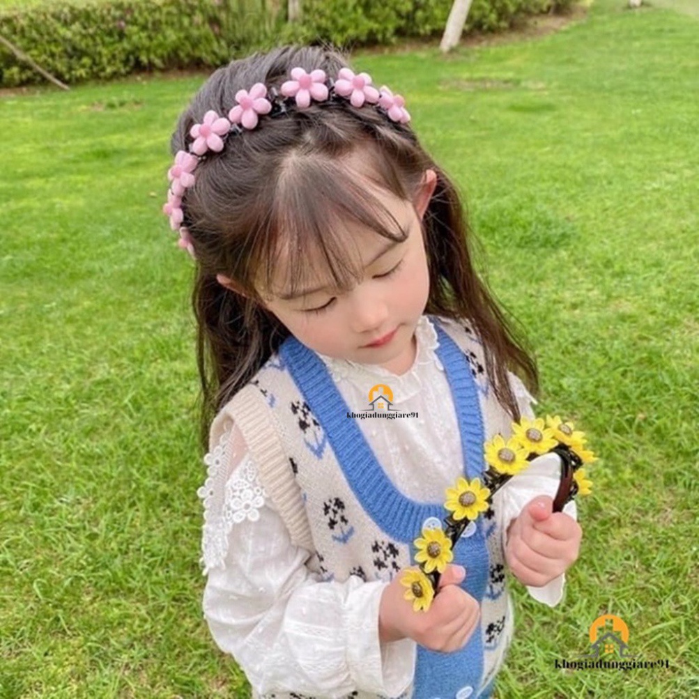 Băng Đô Cài Tóc Đính Hoa Phong Cách Hàn Quốc Cho Bé - Bờm tóc, xược tóc, kẹp tóc mái hoa cho bé