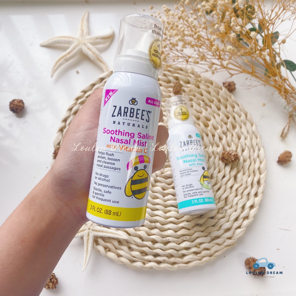 Xịt mũi Zarbee's Naturals lô hội / vitamin C cho bé từ sơ sinh chai 88ml