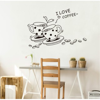 Decal trang trí tường 2 tách Coffee