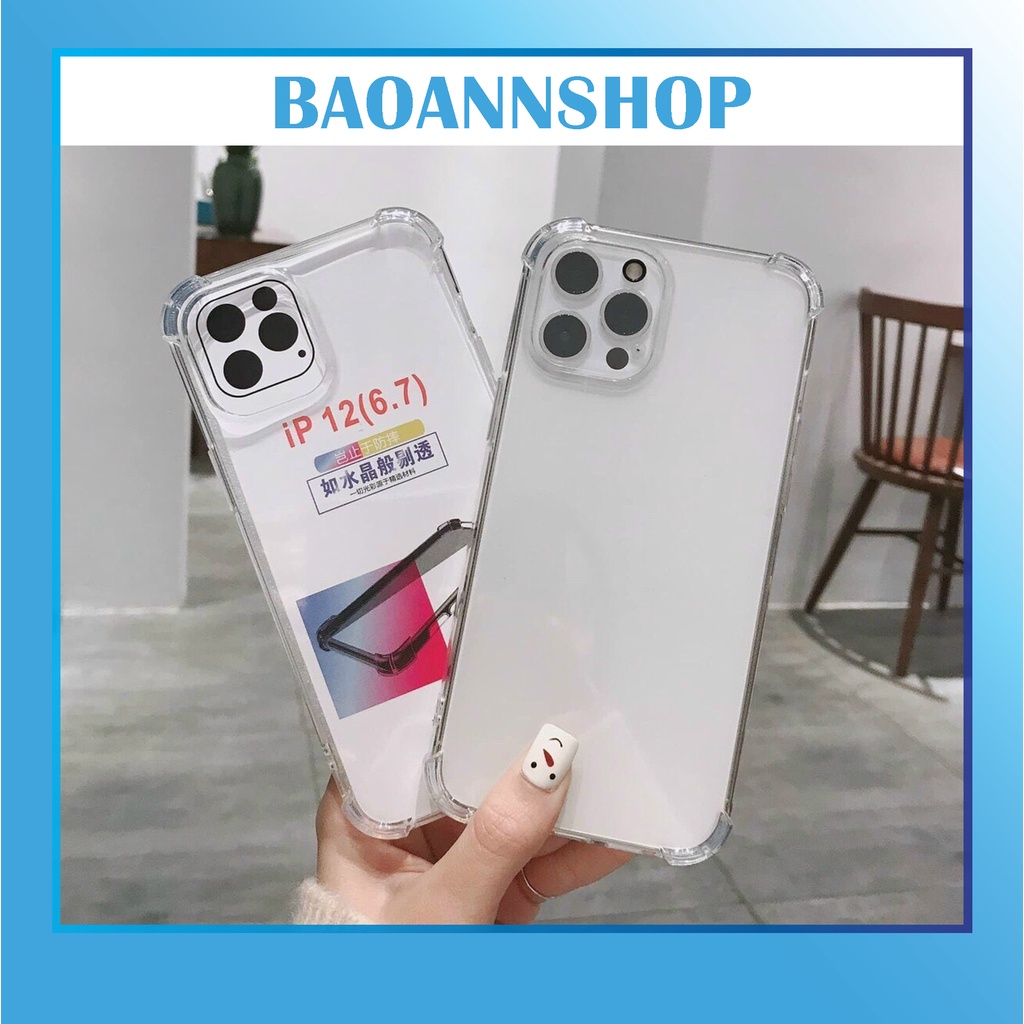 Ốp lưng iphone trong Silicon dẻo chống sốc 4 góc bảo vệ camera cho 7plus/8plus/x/xs/xsmax/11/12/13/14/pro/promax