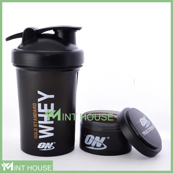 Bình lắc tập gym bình nước thể thao Shake bottle ON Gold Standard 2 ngăn