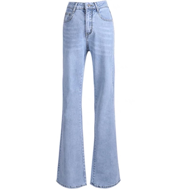 Quần jean nữ cạp cao ống đứng loe nhẹ