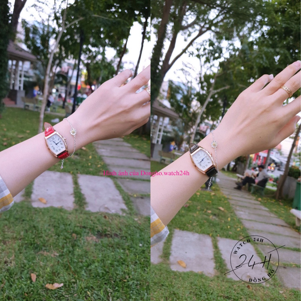 Đồng hồ dây da nữ HU.BL0T , kiểu dáng vuông dài cong, sang trọng và thanh lịch