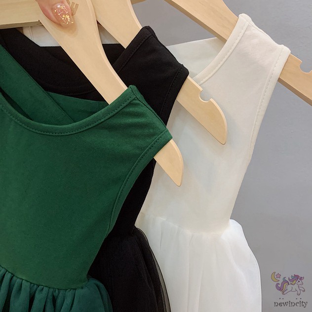 Đầm Bé Gái Phối Váy Lưới Đáng Yêu Thời Trang Phong Cách Hàn Quốc