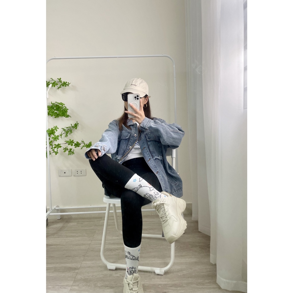 【ẢNH THẬT】Áo khoác bò nữ Hàn Quốc túi ngực kiểu⚡️ 𝐅𝐑𝐄𝐄 𝐒𝐇𝐈𝐏 ⚡️Hàng cao cấp, chất dày dặn đứng form áo - Mã AB21