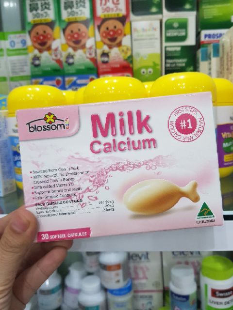 Milk canxi chắc xương blossom dạng vỉ 30 viên cho bé