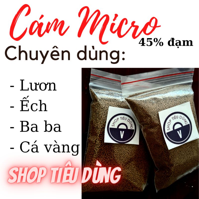 1 kg Cám MICRO 1mm 45% đạm ( 1 ly ) thức ăn cho lươn , ếch , ba ba, cá vàng , cá chép koi , betta , 