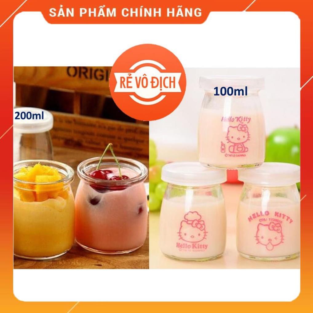 [GIÁ HỦY DIỆT ] Bộ 12 Hũ Thủy Tinh Làm Sữa Chua 200ml, 100ml CÓ NẮP HÓT