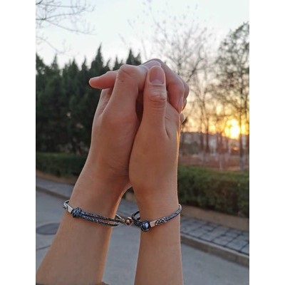 Vòng tay dây dệt thủ công có hạt nam châm thời trang phiên bản dành cho cặp đôi