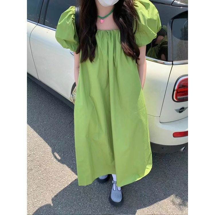 Đầm Midi Dáng Chữ A Tay Phồng Phong Cách Pháp Thanh Lịch Thời Trang Mùa Hè Mới Cho Nữ