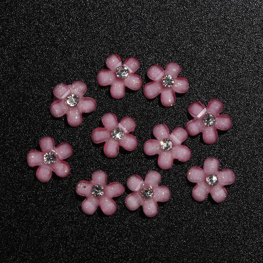 [Hàng mới về] Set 10 đá trang trí móng nghệ thuật tự làm hình hoa 3D 5 màu sắc lấp lánh