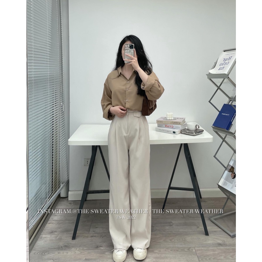 (Ảnh thật) Áo sơ mi trơn trượt basic 602 the.sweaterweather TSW | BigBuy360 - bigbuy360.vn