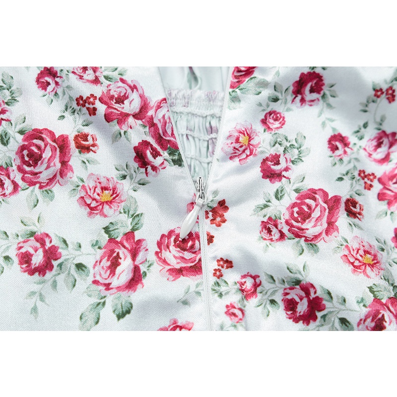 Đầm Hoa Cổ Vuông Xếp Ly Ngắn Tay Thời Trang Nữ Sành Điệu