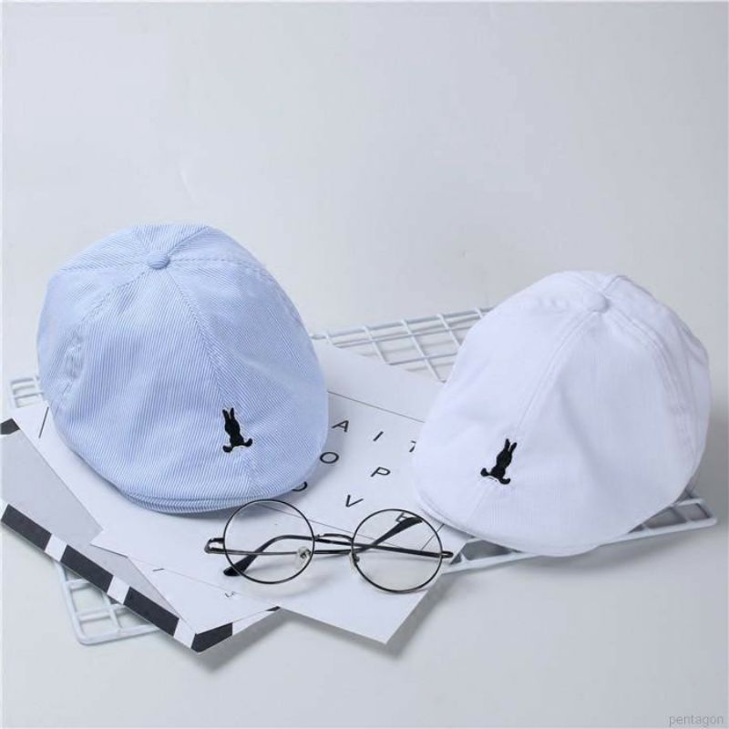 Mũ nồi cho bé trai  họa tiết thỏ xinh xắn - Mũ beret phong cách Hàn Quốc vòng đầu từ 44-50cm