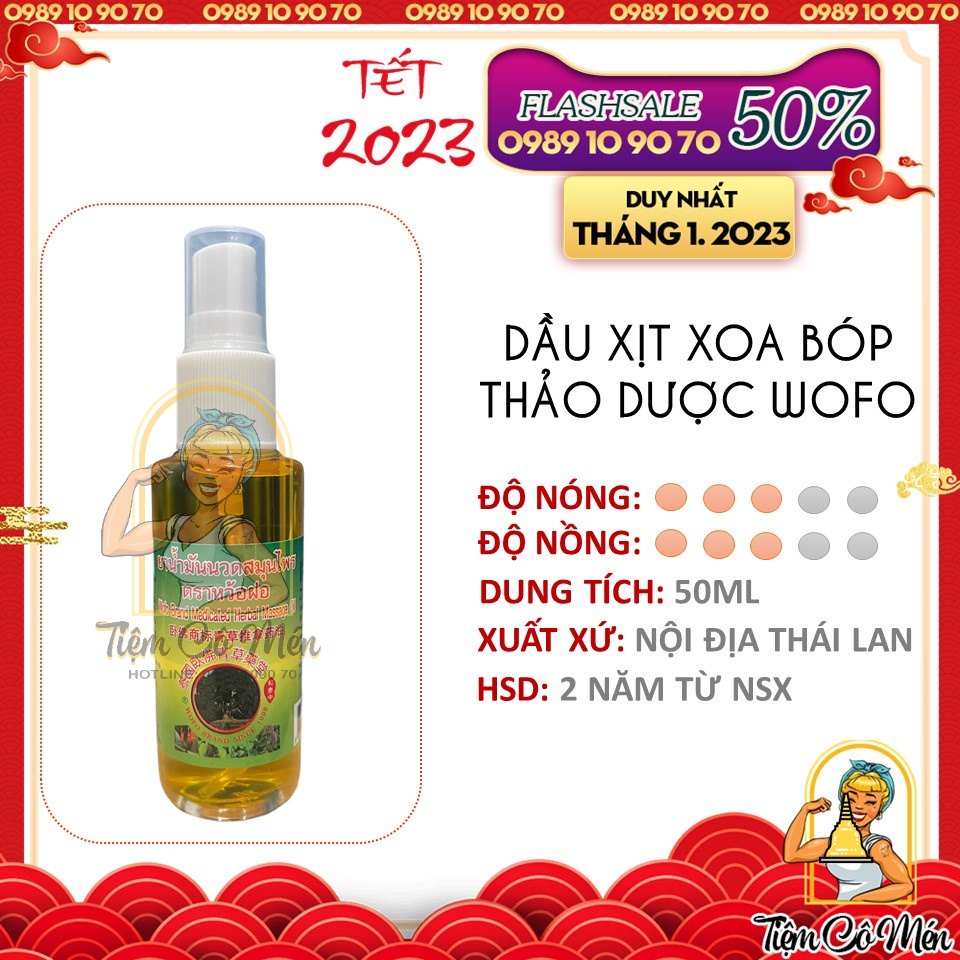 Dầu Xịt Giảm Đau - Dầu Xoa Bóp Wofo Brand - Dầu Cổ Thụ Thai Herbal Oil - Dầu Thái Lan Nội Địa