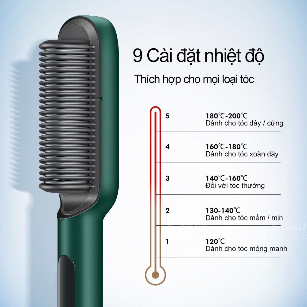 Lược Điện Chải Tóc Tạo Kiểu Chuyên Nghiệp - Kiêm Máy Uốn - Duỗi - Ép Tóc