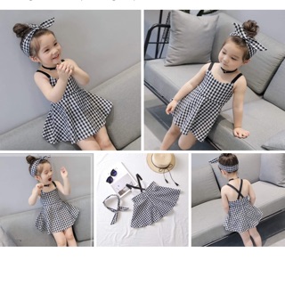 Váy kẻ đen trắng Quảng Châu cho bé gái điệu