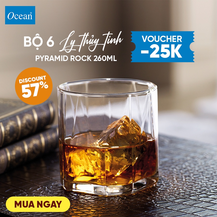 Bộ 6 Ly Thủy Tinh Ocean Pyramid Rock 260ml