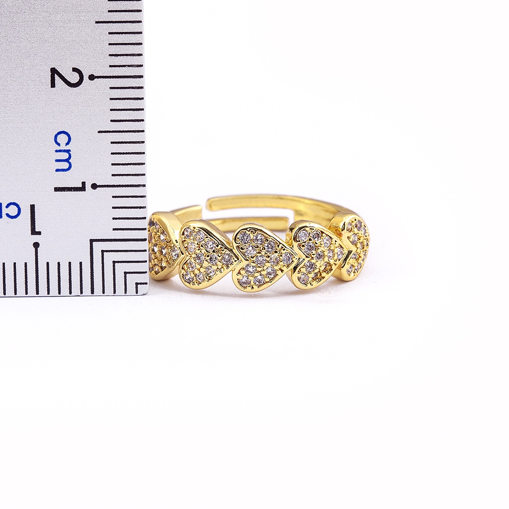 Nhẫn Hở Hình Trái Tim Đính Đá Zircon Có Thể Điều Chỉnh Kích Cỡ