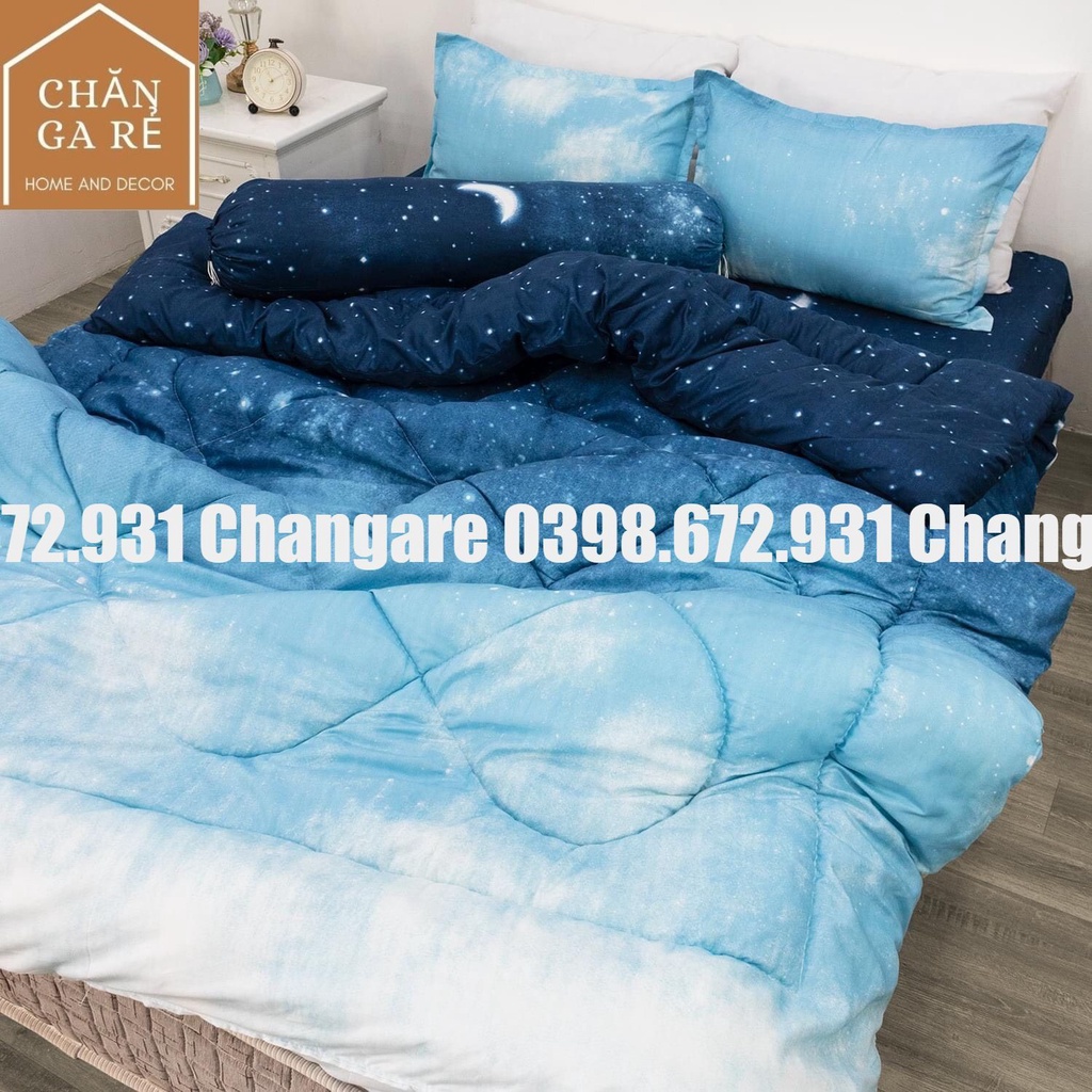 Bộ chăn ga gối cotton poly màn đêm siêu đẹp phong cách Hàn Quốc đủ kích thước m6 m8 2m2