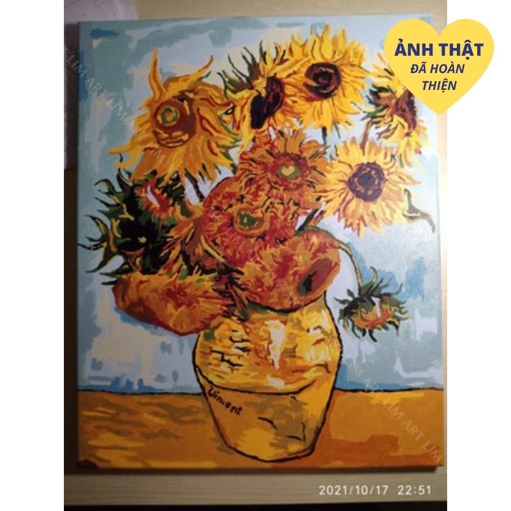Tranh sơn dầu số hoá có khung LIM Art - Tranh tô màu theo số Đêm đầy sao Van Gogh