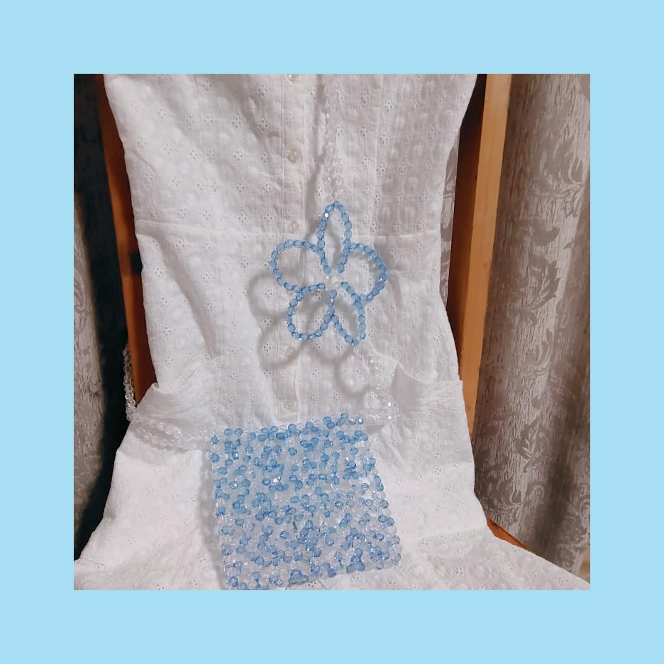 Túi đeo chéo kiểu dệt tay đính hoa thủ công thời trang phong cách mùa hè