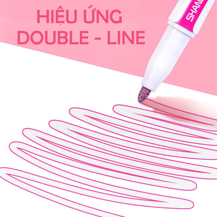 Bút highlight gel line paint Shands marker double line hai đầu chính hãng HKUK set 4/8 màu