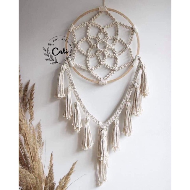 Dreamcatcher macrame trang trí hình hoa đường kính 40cm