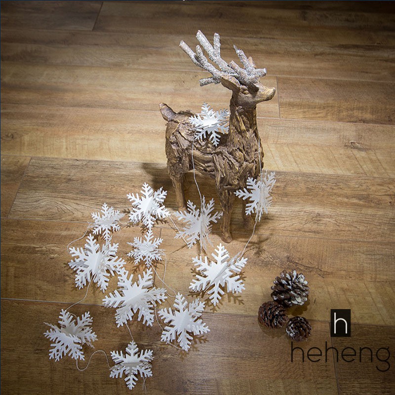 ❤HH-MY 12pcs 3D Snowflake Silver White Snowflake Cardboard String Christmas Hanging Home Decorations